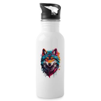 Colorful Wolf - 20 oz Water Bottle - white - Right