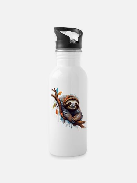 relax, easy life, Sloth animal - 20 oz Water Bottle - white