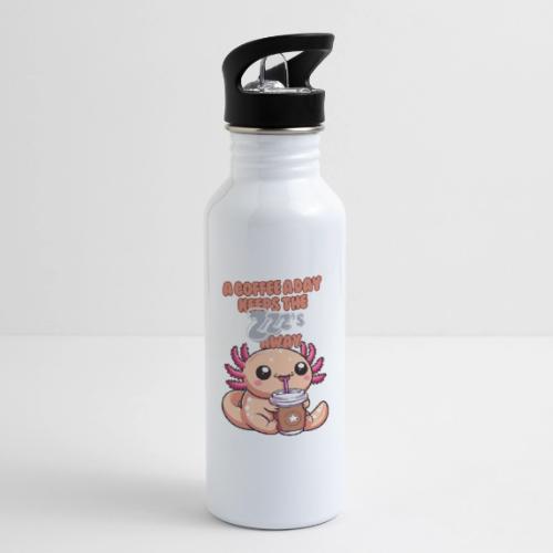 Coffee Drinking Cute Baby Axolotl - 20 oz Water Bottle