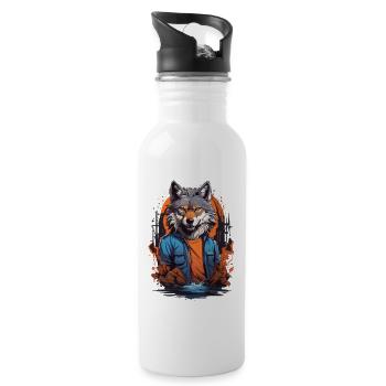Wild Wolf Animal Design - 20 oz Water Bottle - white - Right
