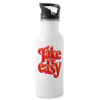 "Take it Easy" Vibrant 3D Glossy Red Typography Ar - 20 oz Water Bottle - white - Right