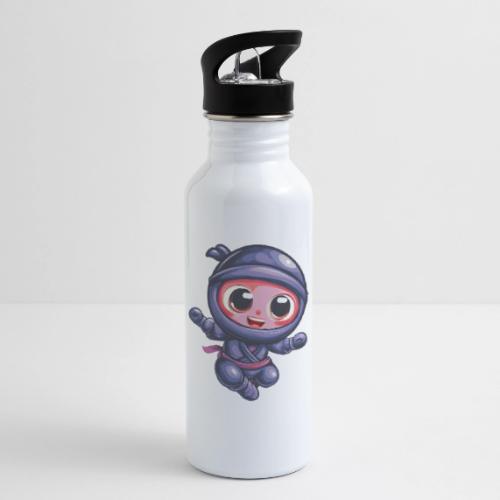 Joyful Cartoon Baby Ninja Jumping in Action - 20 oz Water Bottle
