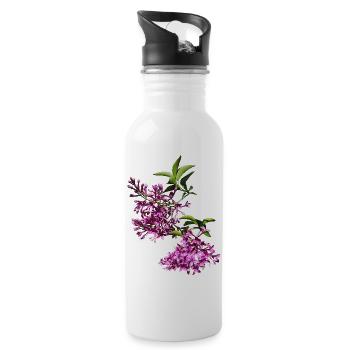 Pink Lilacs and Leaves - 20 oz Water Bottle - white - Right