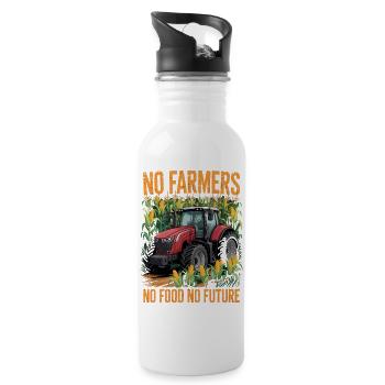 No Farmers No Food No Future Tractor - 20 oz Water Bottle - white - Right
