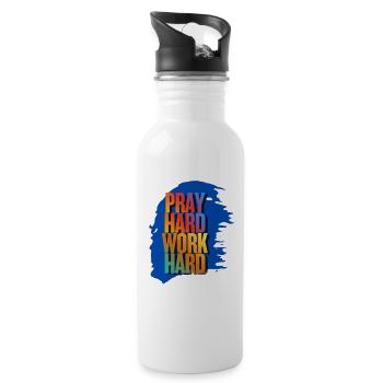 Pray Hard Work Hard Rainbow Tee - 20 oz Water Bottle - white - Right