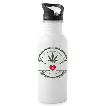 Medical Marijuana Emblem - Cannabis Care Emblem - 20 oz Water Bottle - white - Right