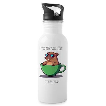 Don't Worry Be Capy - Cute Capybara in a Teacup - 20 oz Water Bottle - white - Right