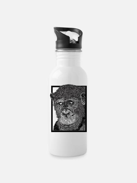 monkey portrait - 20 oz Water Bottle - white