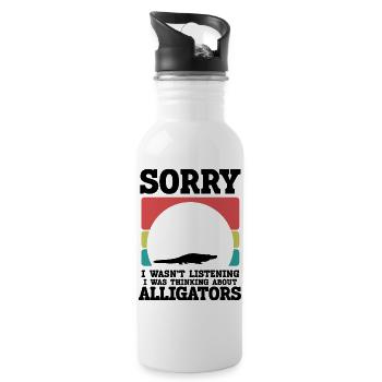 Funny Alligator Silhouette - 20 oz Water Bottle - white - Right
