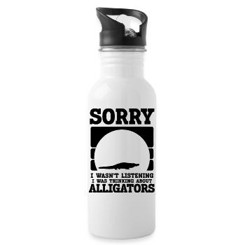 Funny Alligator Silhouette - 20 oz Water Bottle - white - Right