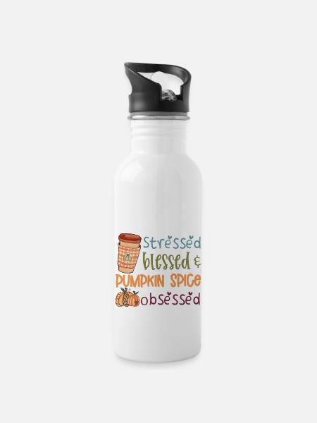 Stressed blessed § pumpkin spice obsessed - 20 oz Water Bottle - white