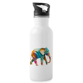 Vibrant Origami Elephant - Handmade with Love - 20 oz Water Bottle - white - Right