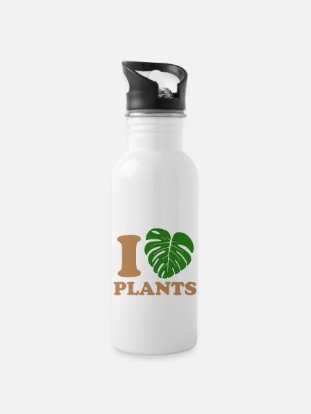 I love plants - 20 oz Water Bottle - white