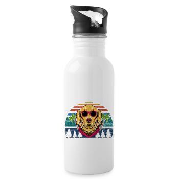 Retro Golden Retriever - 20 oz Water Bottle - white - Right