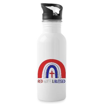 Red White And Blessed 4th Of July Usa Rainbow And - 20 oz Water Bottle - white - Right