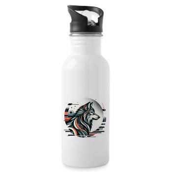 Stylized Wolf Portrait Art - 20 oz Water Bottle - white - Right
