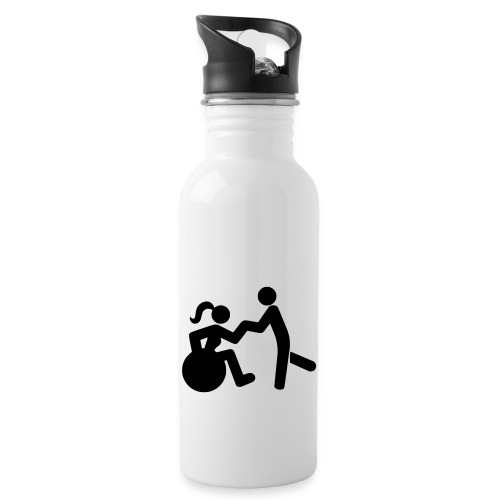 Dancing lady wheelchair user with man - Water Bottle