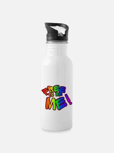 Free To Be Me Rainbow Pride Graffitti - 20 oz Water Bottle - white