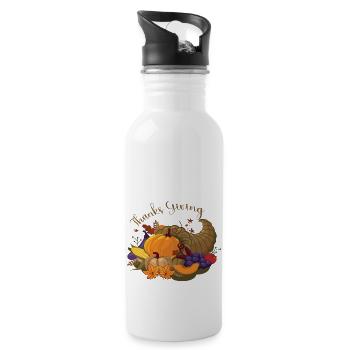 Happy Thanks Giving & Thankful Blessed Unisex - 20 oz Water Bottle - white - Right