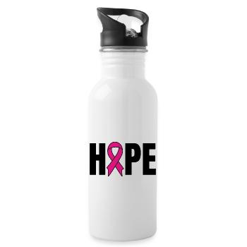 Hope Breast Cancer Ribbon Support - 20 oz Water Bottle - white - Right