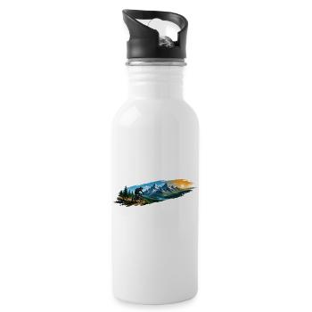Mountain bike in the Alps - 20 oz Water Bottle - white - Right