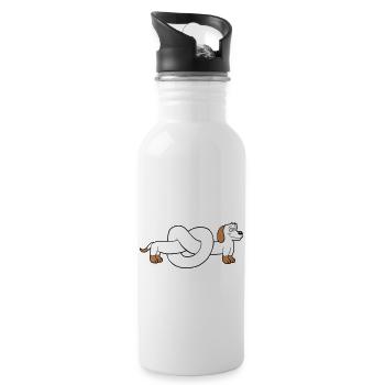 Dog Dachshund Pretzel Shape Knot Long Body Comic - 20 oz Water Bottle - white - Right