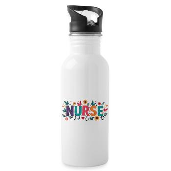Colorful Nurse Flowers, Nurse Fiesta - 20 oz Water Bottle - white - Right