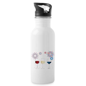 Funny Wine Glass Red White and Blue Firework - 20 oz Water Bottle - white - Right