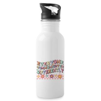Everyone communicates Differently - 20 oz Water Bottle - white - Right
