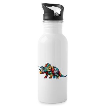 Colorful Rock Triceratops Illustration - 20 oz Water Bottle - white - Right