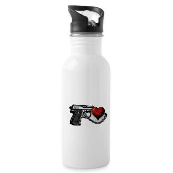 Handgun, and Bleeding Heart - T-shirt Artwork - 20 oz Water Bottle - white - Right