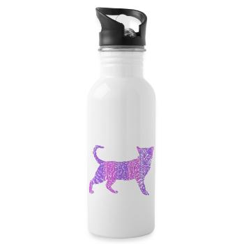cat transparent lilac stripes - 20 oz Water Bottle - white - Right
