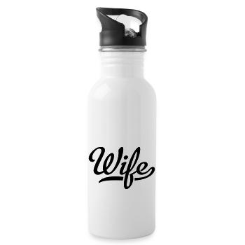 wife - 20 oz Water Bottle - white - Right