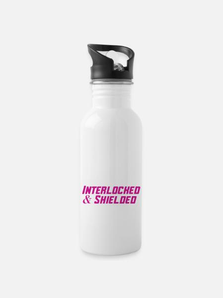 INTERLOCKED & SHIELDED - FUCHSIA DESIGN - 20 oz Water Bottle - white