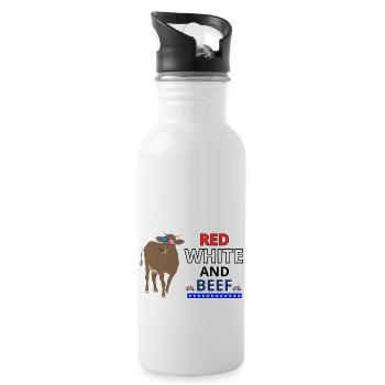 Red white and beef 4th of July - 20 oz Water Bottle - white - Right