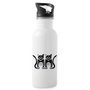 Two Cats Design Vector Two Colors - 20 oz Water Bottle - white - Right