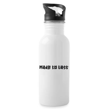 Made to Last – Minimal Tape Typography - 20 oz Water Bottle - white - Right