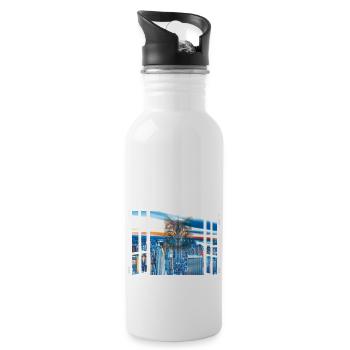 The reflection of the cat through the window - 20 oz Water Bottle - white - Right