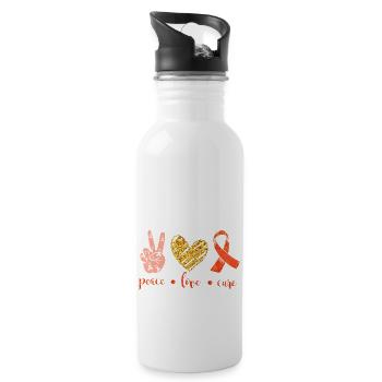 MS Peace Love & Cure Multiple Sclerosis Awareness - 20 oz Water Bottle - white - Right