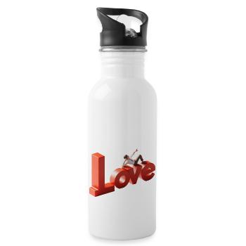 3D Love Typography with Creative Design - 20 oz Water Bottle - white - Right