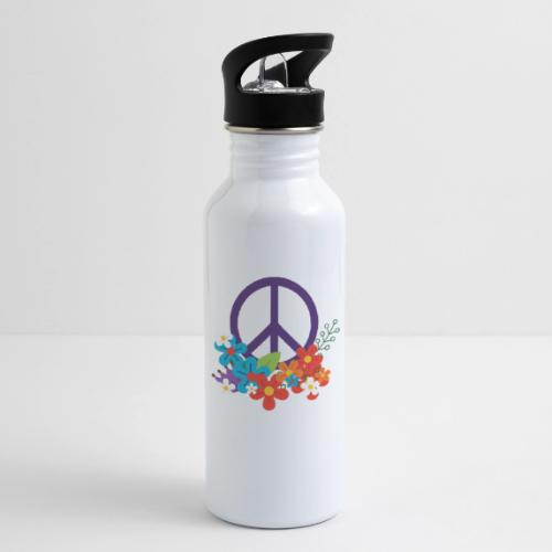Hippie Peace Design avec des fleurs - Bouteille d'eau