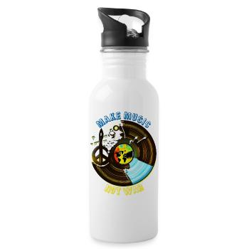 Make Music Not War | Hippie Peace & Vinyl Record - 20 oz Water Bottle - white - Right