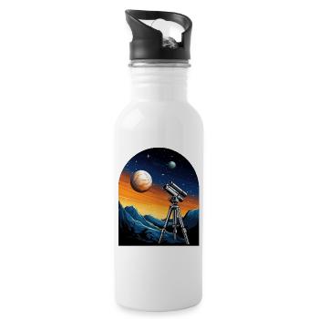 Telescope, planets, moon, mountains, gift, hobby - 20 oz Water Bottle - white - Right
