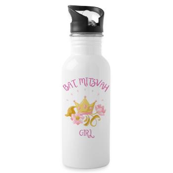 Bat Mitzvah Girl Princess Jewish - 20 oz Water Bottle - white - Right