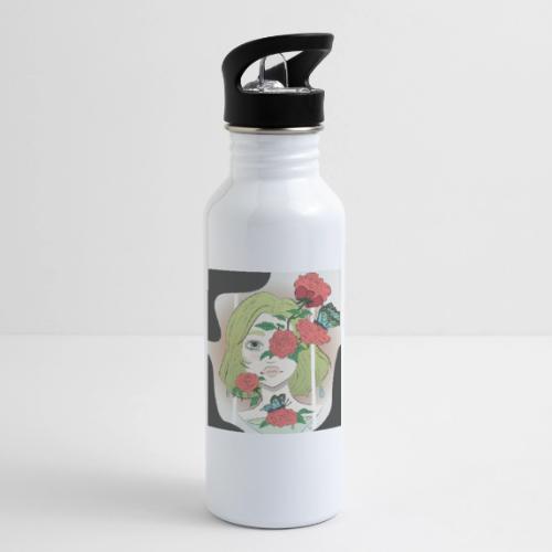 Girl with Rose Vine - 20 oz Water Bottle