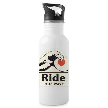 Ride The Wave Japanese Art Ocean - 20 oz Water Bottle - white - Right