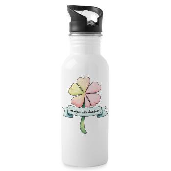 Four-Leaf Clover with Affirmation Banner - 20 oz Water Bottle - white - Right