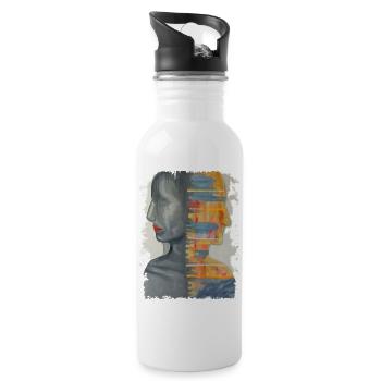Duality of Mind Abstract Portrait - 20 oz Water Bottle - white - Right