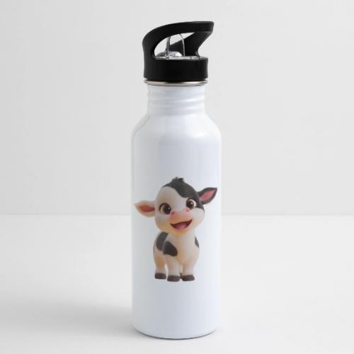 Joyful Cartoon Baby Cow Standing - 20 oz Water Bottle