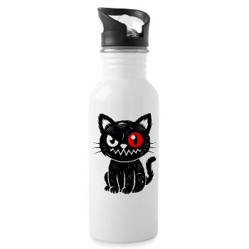 Noir Red-Eyed Cat - 20 oz Water Bottle - white - Right
